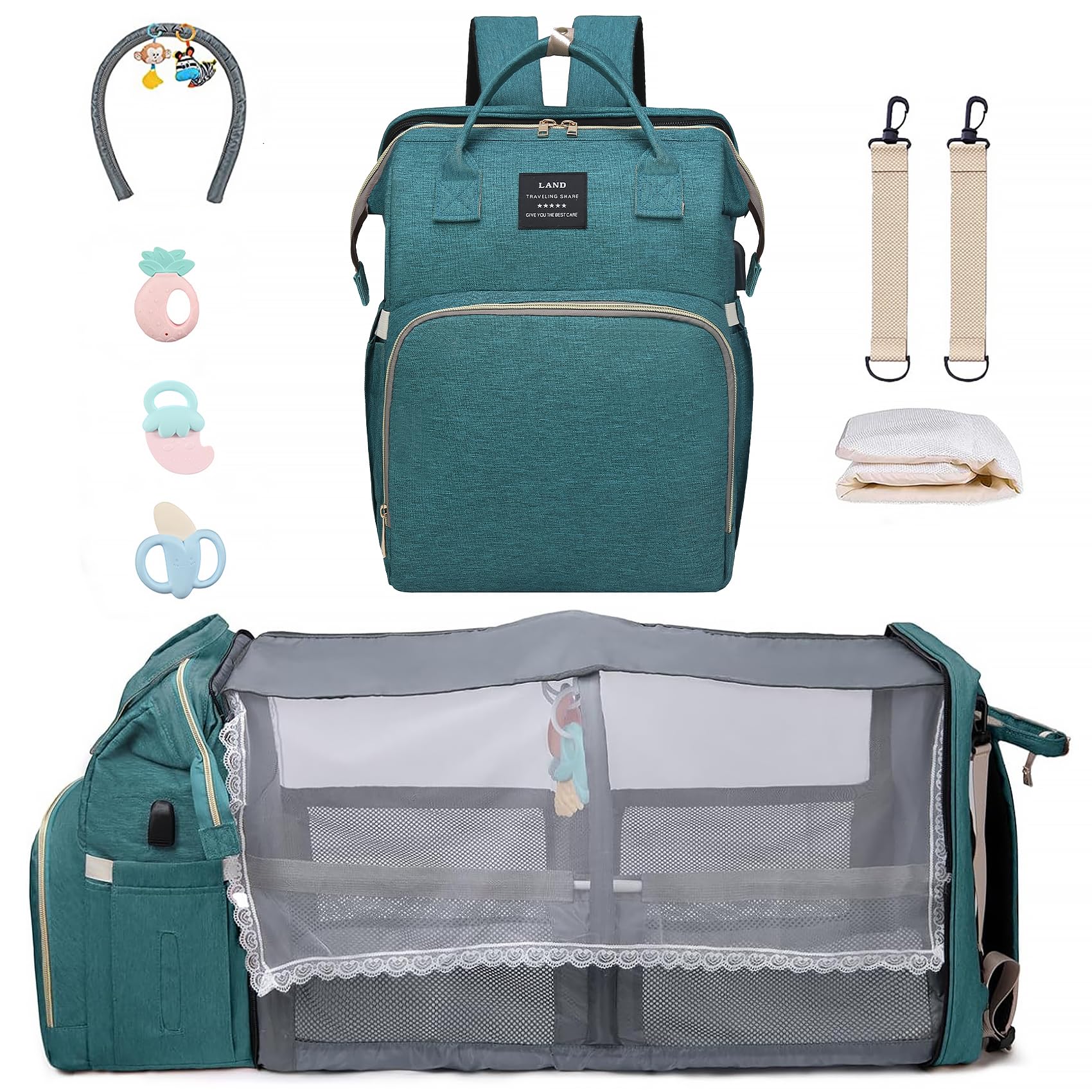 ANWTOTU Diaper Bag with Changing StationDiaper Bag Backpack (Ungrade Green)